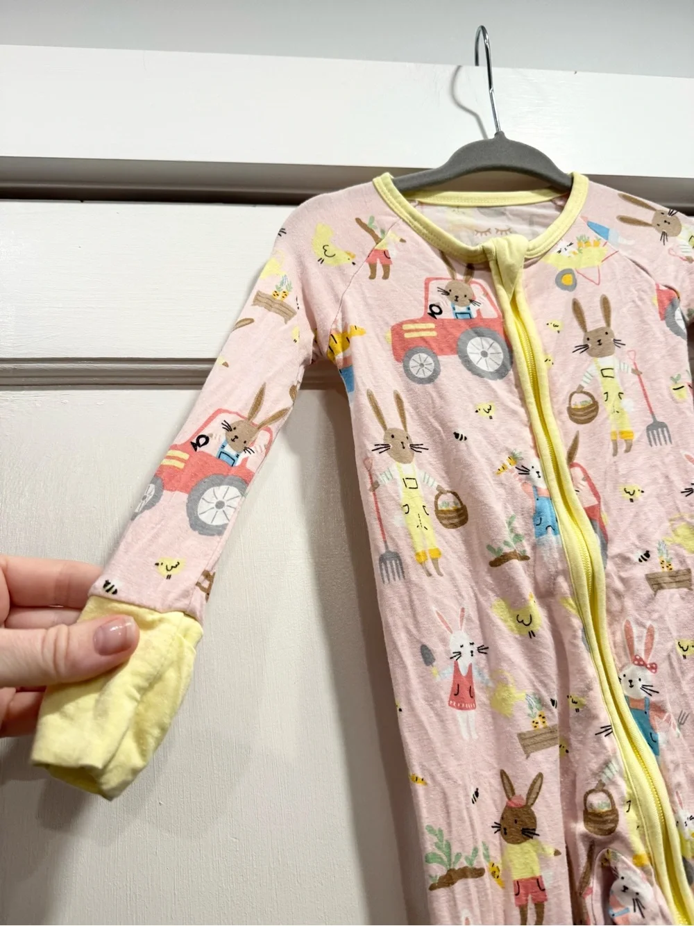 Little Sleepies Bamboo convertible sleeper pink hop to it‎ 6-12M Easter Bunny